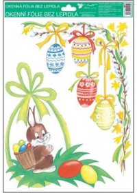 Okenní fólie bez lepidla rohová tradiční velikonoční motivy větvička s vajíčky 37 x 26 cm