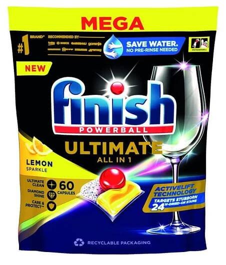 Finish Ultimate All in 1 Lemon Sparkle - kapsle do myčky nádobí 60 ks