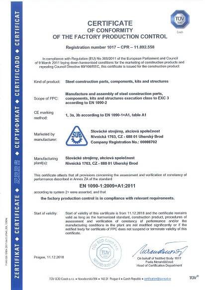 Certification - Slovácké strojírny, a.s.