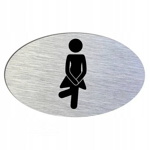 Stříbrná cedulka ovál WC paní 12x7,5 cm