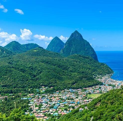 The Pitons of Soufriere in Sainte Lucia