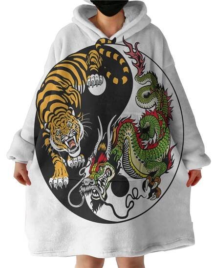 Yin Yang Tiger & Dragon Hoodie Wearable Blanket WB0752