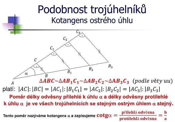 PPT - Goniometrické funkce Kotangens ostrého úhlu PowerPoint Presentation - ID:3252636