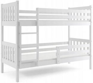 patrová postel dřevěná Carino bílá + matrace