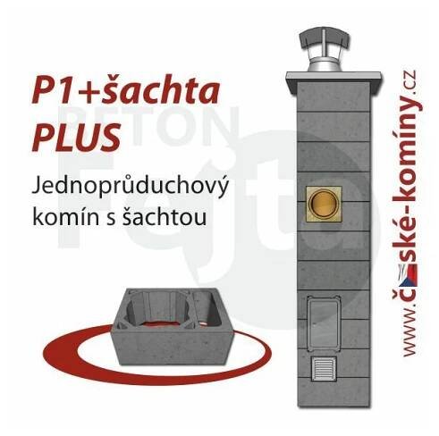 Komínová sestava PLUS P1+šachta, 4 m, 160-45°, 1x čistič | České komíny - Beton Fejta