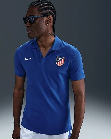 Pánská fotbalová polokošile Nike Dri-FIT Atlético Madrid The Nike Polo - Game Royal/Bílá