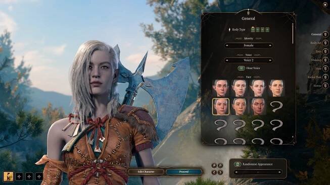 Baldur's Gate 3; screenshot: tvorba postav