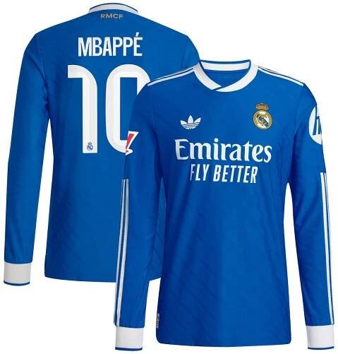 Kylian Mbappé Real Madrid adidas 2025/26 Third Authentic Long Sleeve Player Jersey - Blue