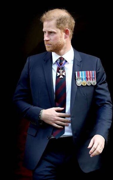 Prince Harry was seen wearing his KCVO Neck Order and Star at the Invictus Games Foundation 10th Anniversary Service at St Paul's Cathedral in London, England on May 8, 2024 | Source: Getty Images