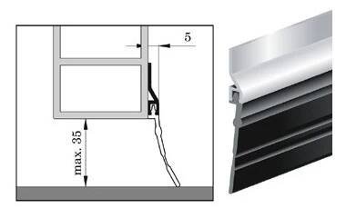 ADS GL 2005 / černá guma 35 mm - Těsnící lišta na garážová (sklopná) vrata (300cm / 1ks)