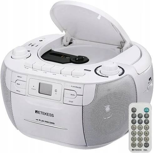 Retekess TR621 Přehrávač CD Boombox Stereo, rádio AM FM, Kazetový přehrávač