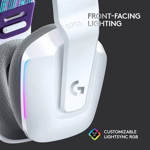Logitech Gaming G733 LIGHTSPEED Sluchátka On Ear bezdrátová 7.1 Surround bílá regulace hlasitosti Gaming