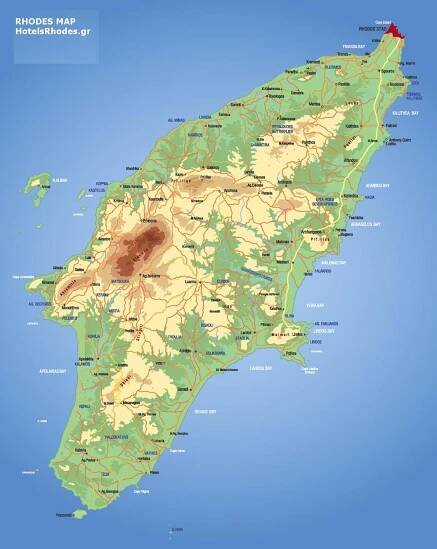 Rhodes Map, Map of Rhodes Island Greece. Rodos Map