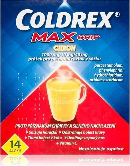 COLDREX MAXGRIP CITRON POR 1000MG/10MG/40MG POR PLV SOL SCC 14 I