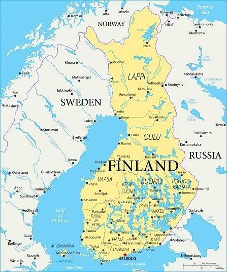 mapa finska - vector - finsko stock ilustrace