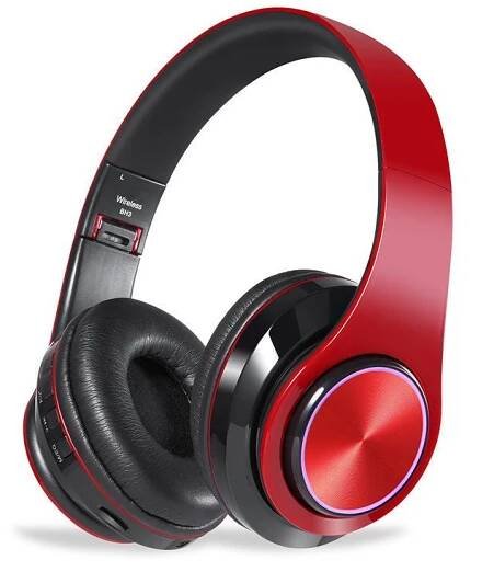 LED Light Bluetooth Headset Subwoofer Mobilní telefon Bezdrátová kabelová SD karta Headset 5.0 Headset