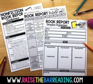 Nonfiction book report guidelines, rubric, and graphic organizer