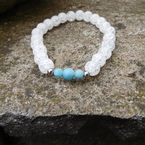 Náramek - *Křišťál, larimar* – Potvor - pomáhat tvořit