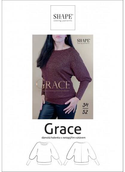 PAPÍROVÝ STŘIH - dámská halenka GRACE vel.: 34 - 52 - SHAPE-patterns.cz