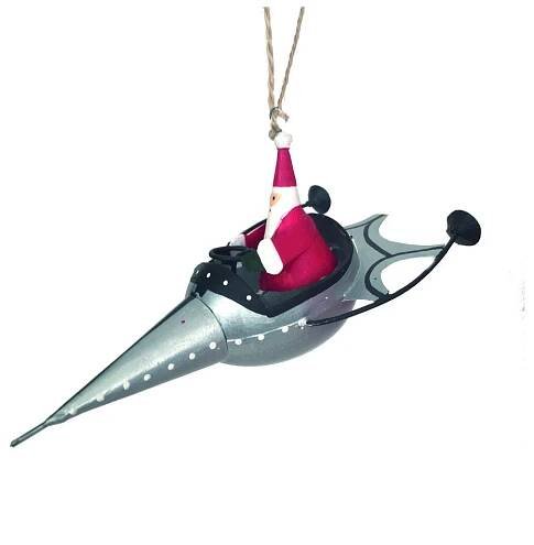 Závěsná vánoční dekorace Santa in Silver Rocket - G-Bork