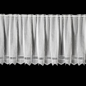 Vitrážová záclona, polyesterový batist 17890 síťovaný proužek, vyšívaná, bílá výška 45cm (v metráži)