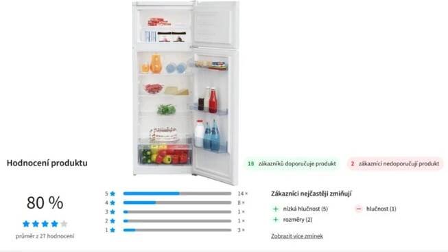 3 nejhorší lednice dle recenzí uživatelů do září 2024: Vadí vyšší hlučnost a vnitřní uspořádání | arecenze
