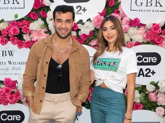BEVERLY HILLS, CALIFORNIA - MARCH 08: Sam Asghari (L) and Fay Asghari attend GBK Brand Bar Pre-Oscar luxury lounge at Beverly Wilshire, Presented By CareA2+ at Beverly Wilshire, A Four Seasons Hotel on March 08, 2024 in Beverly Hills, California. (Photo by Tiffany Rose/Getty Images for GBK Brand Bar)