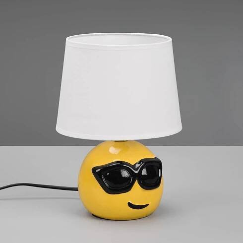 Reality Leuchten Stolní lampa Coolio se Smiley, stínidlo bílá