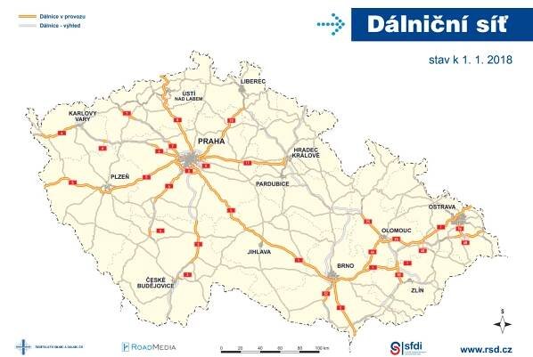 Dálniční síť ČR (zdroj: ŘSD)
