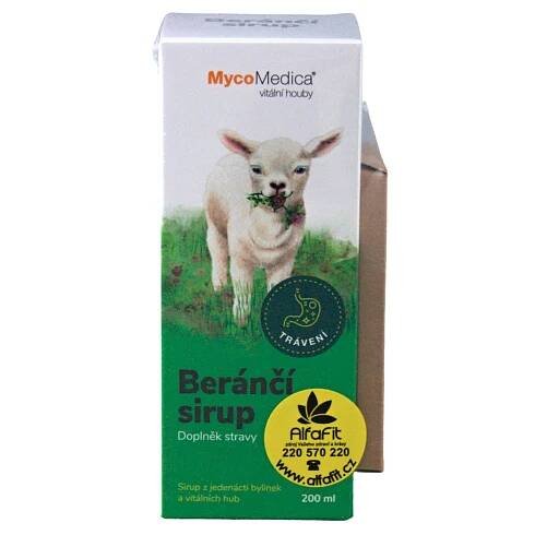 MycoMedica MycoBaby Beránčí sirup - Chaga (Rezavec) a směs bylin 200 ml SLEVA zkrácená trvanlivost: 05/09/2025