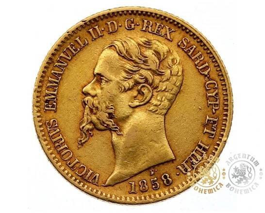 Zlatá mince 20 Lira Viktor Emanuel II. 1858