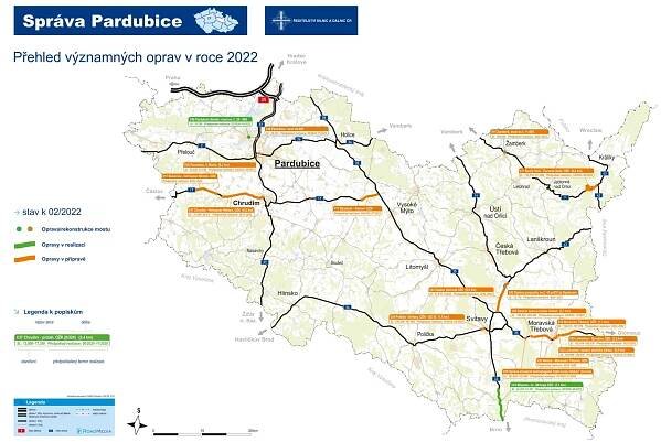 Přehled plánovaných oprav pro rok 2022 v Pardubickém kraji - Ředitelství silnic a dálnic s. p. pro Pardubický kraj