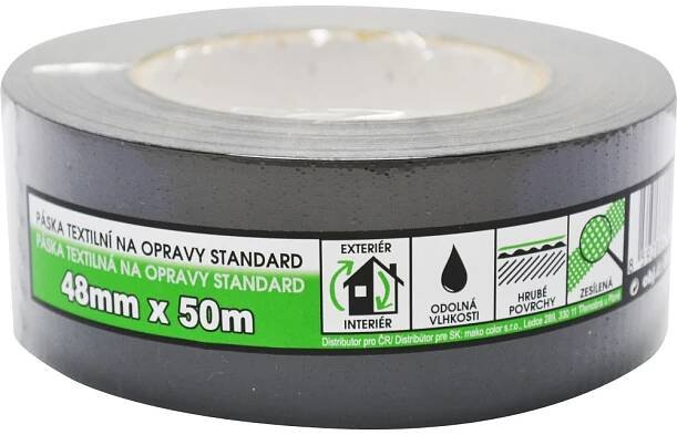 Mako Standard páska textilní na opravy, černá, 48 mm × 50 m