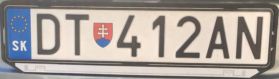 Registrační značka Slovensko - DT - Detva, foto: www.podalnici.cz