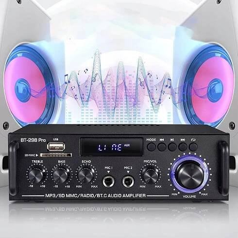 STEREO ZESILOVAČ BLUETOOTH RÁDIO HIFI MULTIMEDIÁLNÍ KARAOKE USB RECEIVER za 745.00CZK - Allegro