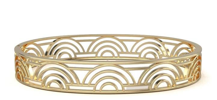 Art Deco Arches Bangle Bracelet Yellow Gold