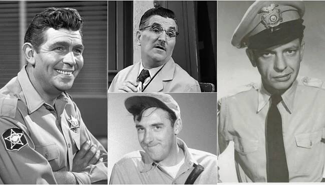 Clockwise from left: Andy Griffith, Howard McNear, Don Knotts and Jim Nabors