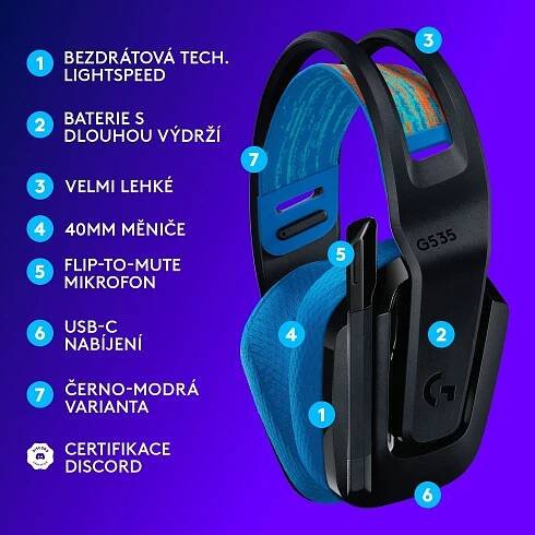 Logitech G535 pro PS5, černá