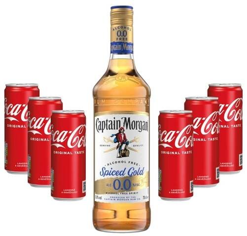 Párty Set Captain Morgan Spiced Gold Alcohol Free 0,7l 0% + 6× Coca Cola 0,33l