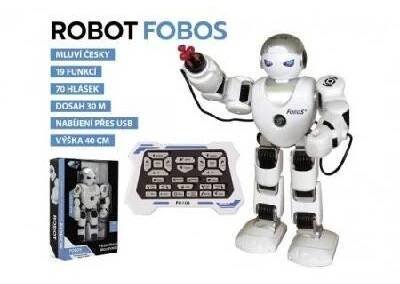 Robot RC FOBOS plast interaktivní chodící 40cm česky mluvící na baterie s USB v krabici 31