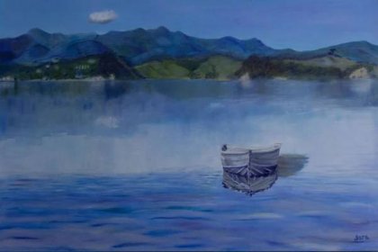 Painting Ohiwa Harbour - Dingy