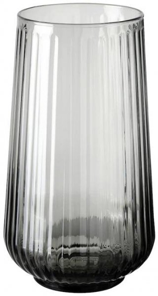 Skleněná váza GRADVIS šedá, válcovitý tvar se svislými drážkami, elegantní a minimalistický design.