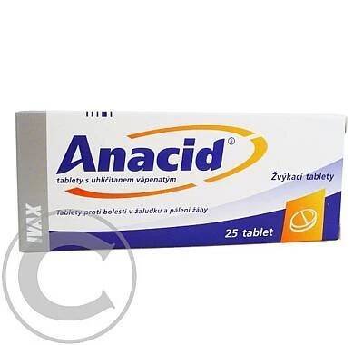 ANACID TABLETY S UHLIČITANEM VÁPENATÝM  25 Žvýkací tablety Poradna a zkušenosti s léky a léčbou nemocí