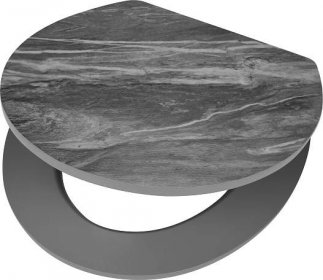 baliv WC sedátko Vouga s pomalým sklápěním, dřevěné jádro MDF, šedý mramor