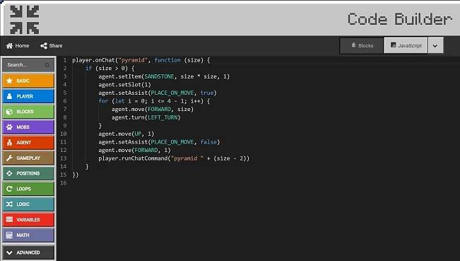 Minecraft MakeCode Javascript