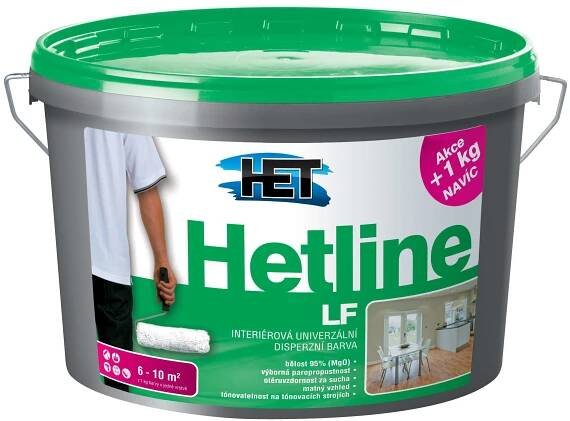 Het Hetline LF * Bílá matná interiérová univerzální disperzní barva, bělost 95%. 1