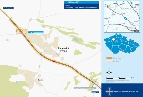 Nový úsek dálnice D7 u Panenského Týnce pustíme v prosinci do provozu