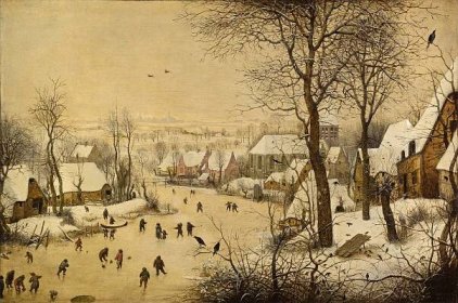 Pieter Bruegel starší - Zimná krajina s korčuliarmi a pascou na vtáky