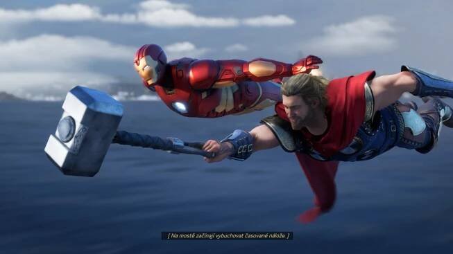 Marvel's Avengers; screenshot: Thor, Iron Man