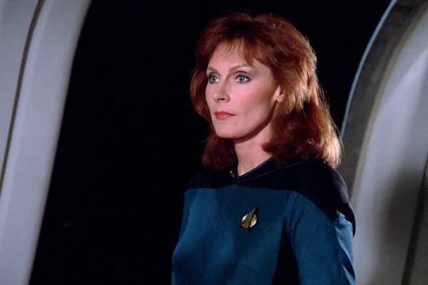 LOS ANGELES - JANUARY 9: Gates McFadden plays Dr. Beverly Crusher in the Star Trek: The Next Generation episode, "The Big Goodbye." Season 1, episode 11.  Original air date January 9, 1988.  Image is a screen grab.  (Photo by CBS via Getty Images)
